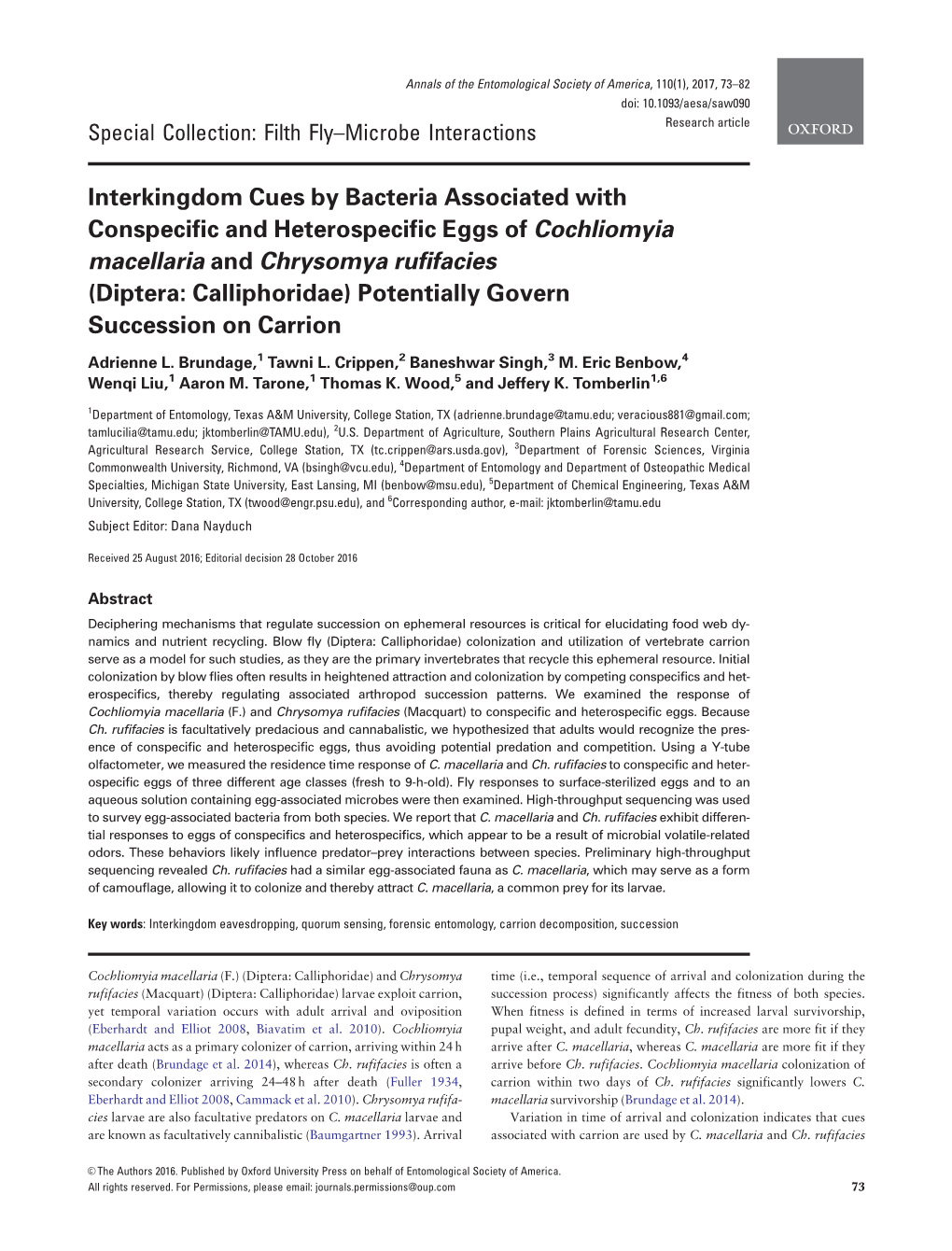 Interkingdom Cues by Bacteria Associated with Conspecific And