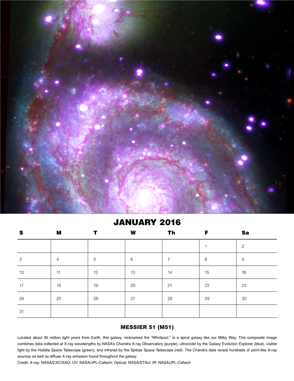 2016 Chandra Calendar 8.5X11