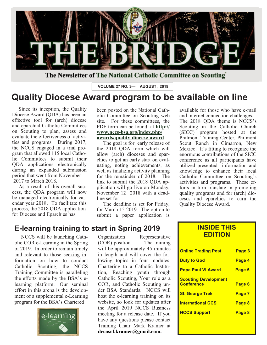 Quality Diocese Award Program to Be Available on Line