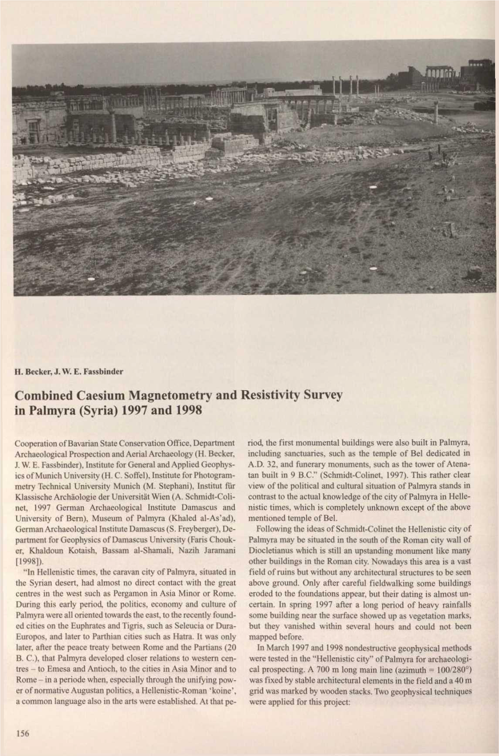 Combined Caesium Magnetometry and Resistivity Survey in Palmyra (Syria) 1997 and 1998