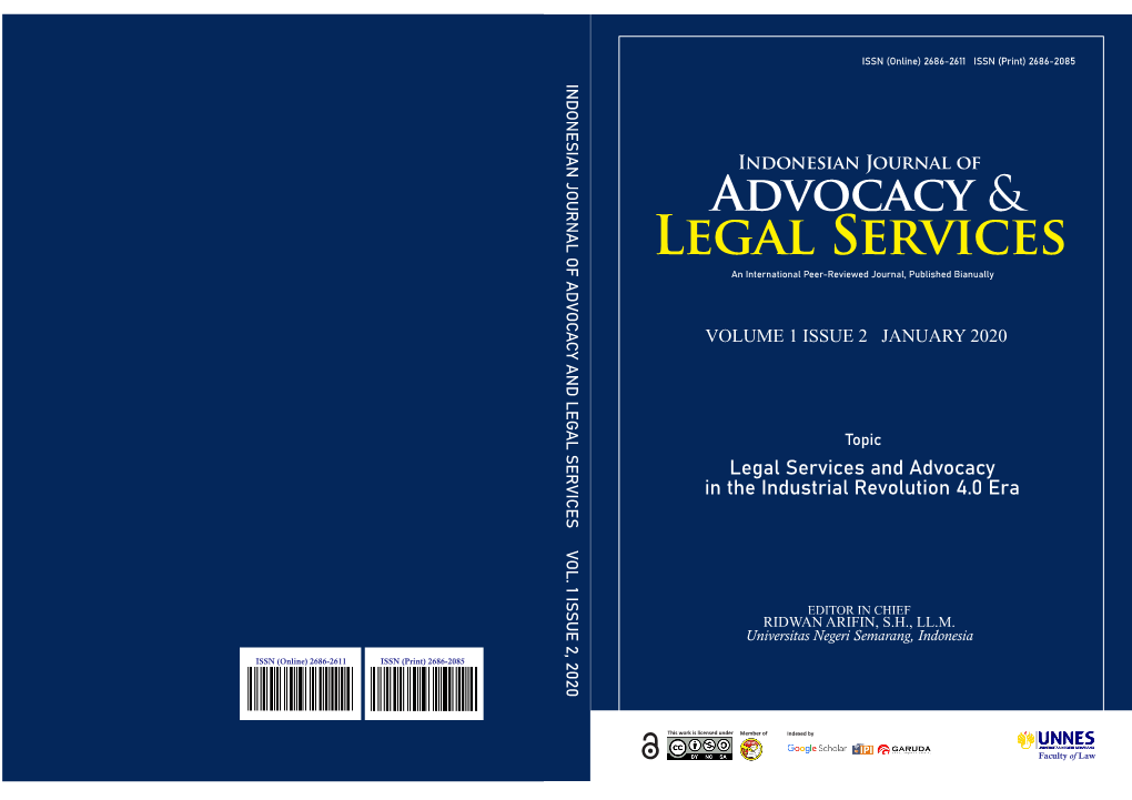 Legal Services F ADV an International Peer-Reviewed Journal, Published Bianually O C A