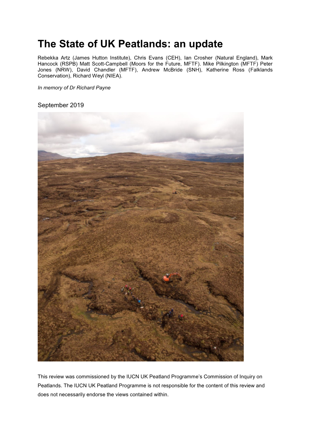 The State of UK Peatlands: an Update