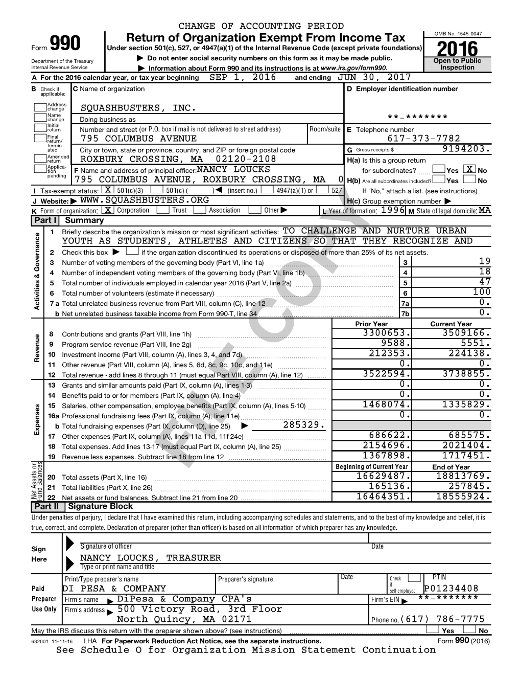 Return of Organization Exempt from Income Tax OMB No