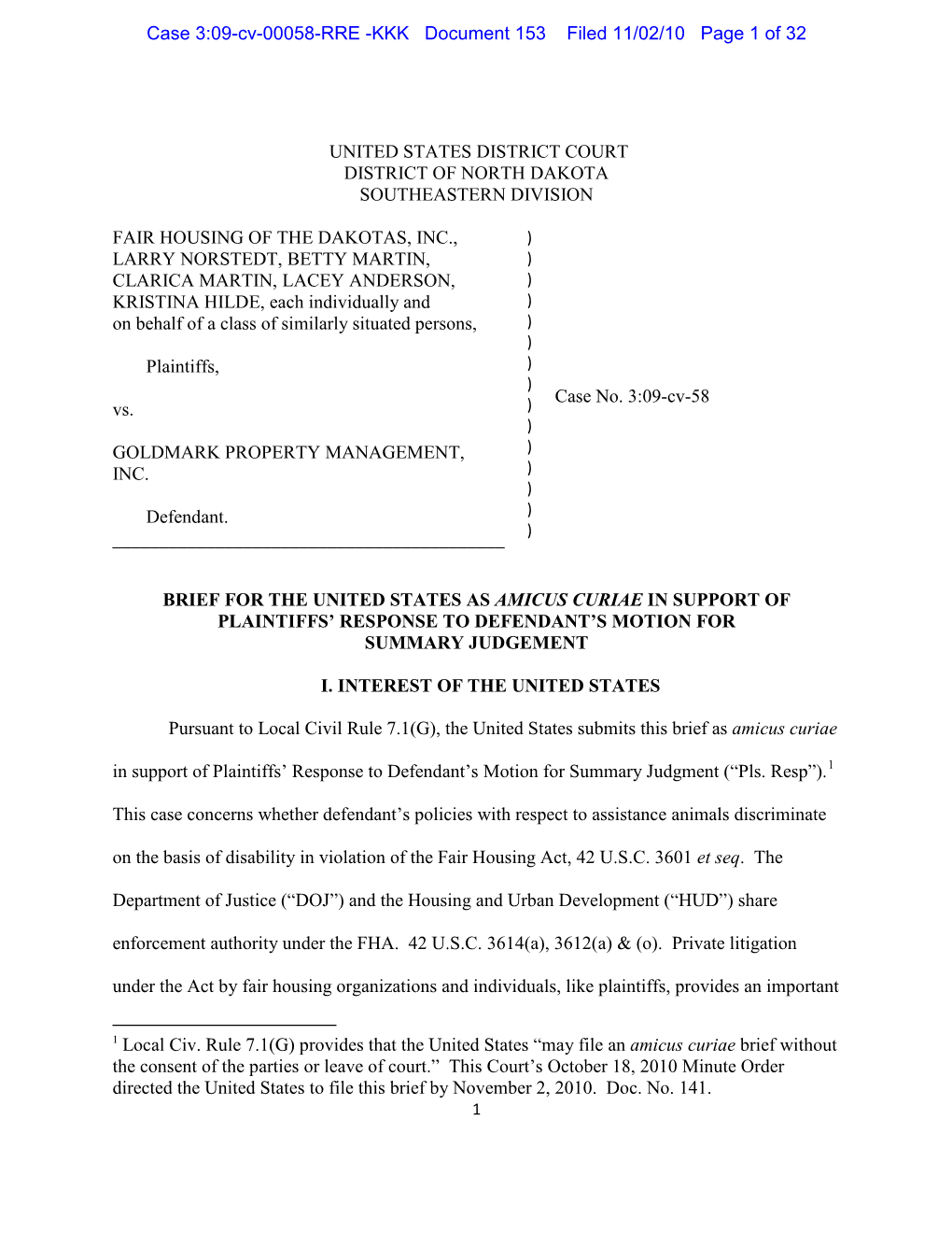 Fair Housing of the Dakotas V. Goldmark Property Management