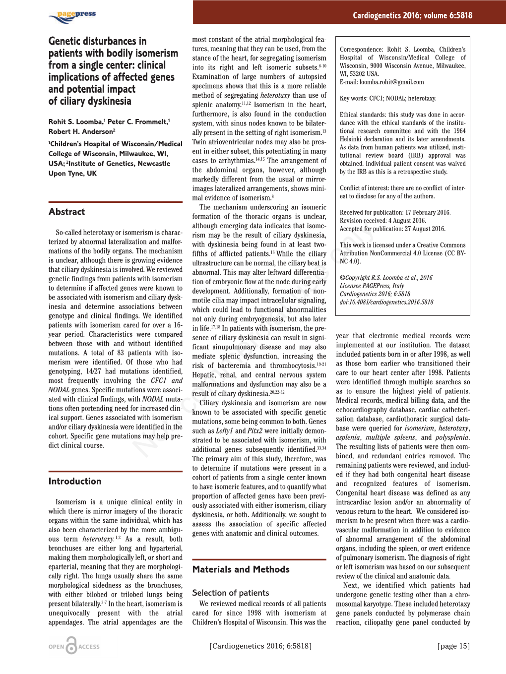 Genetic Disturbances in Patients with Bodily Isomerism from a Single