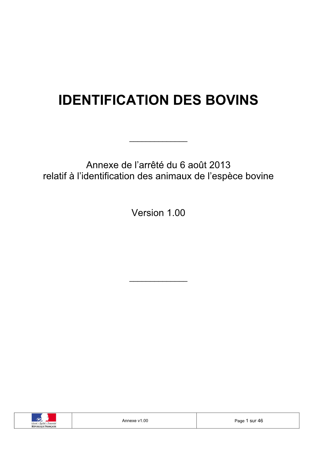 Identification Des Bovins