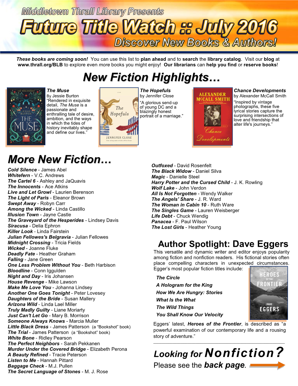 New Fiction Highlights…