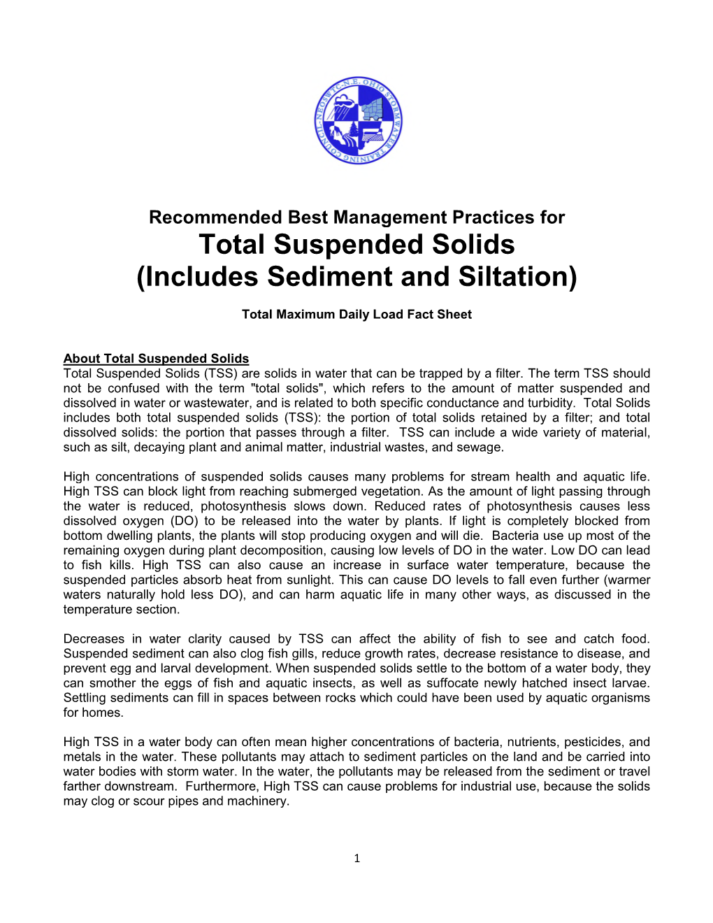 Includes Sediment a Total Suspended Solids Sediment and Siltation