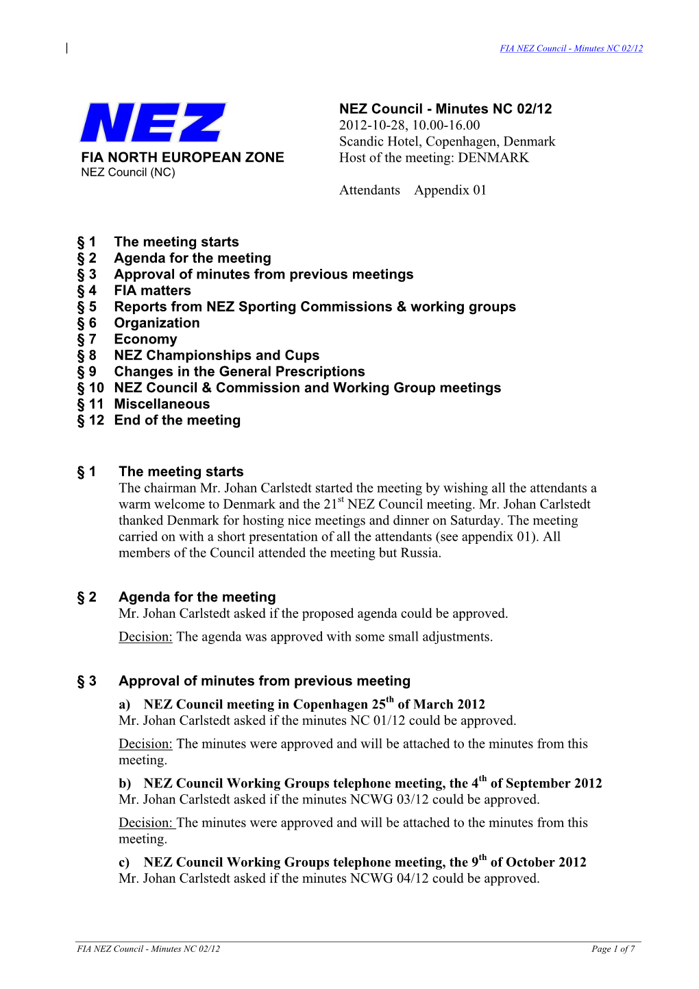 NEZ Council - Minutes NC 02/12