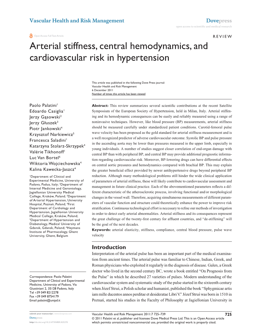 Arterial Stiffness, Central Hemodynamics, and Cardiovascular Risk in Hypertension