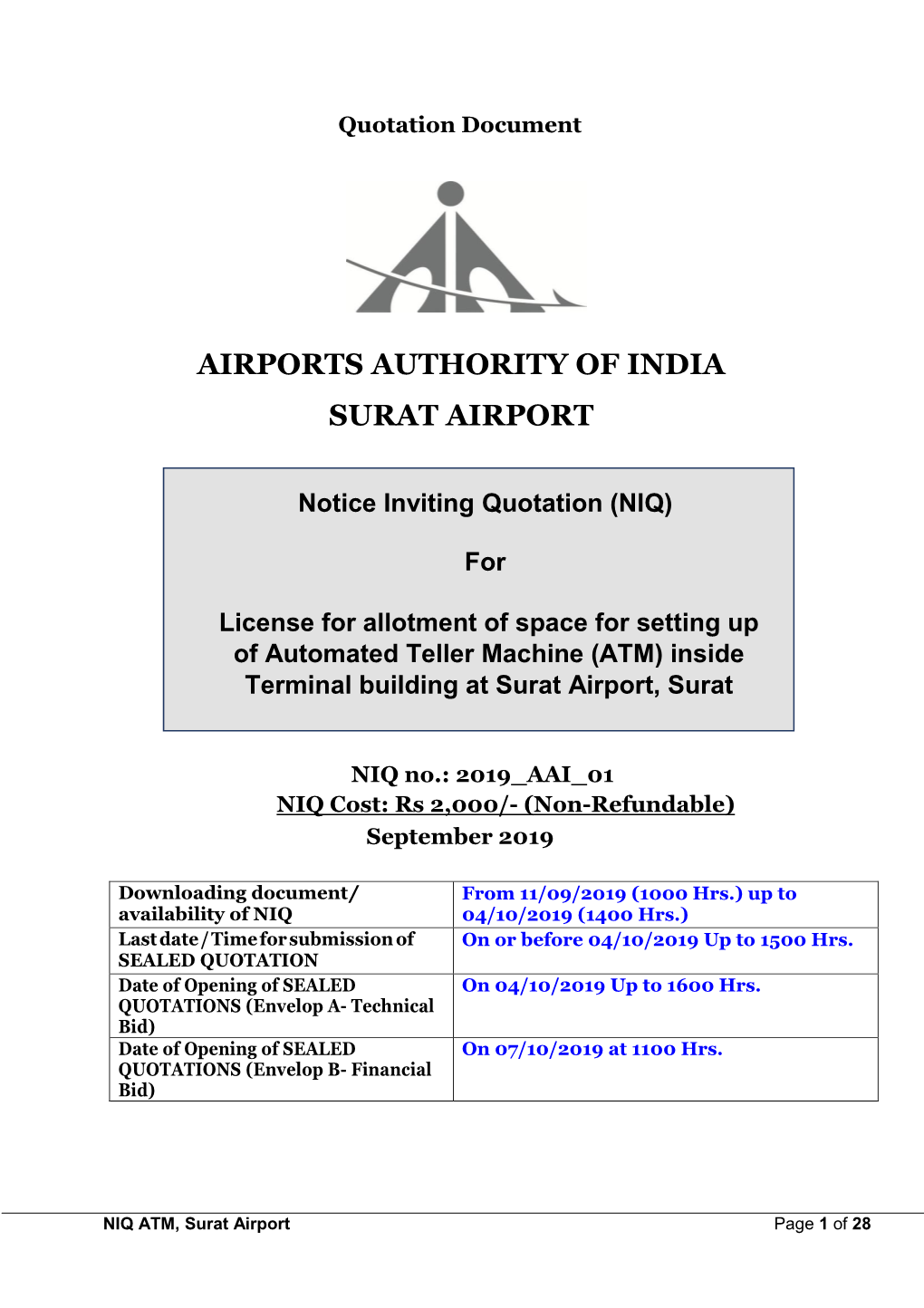 Airports Authority of India Surat Airport