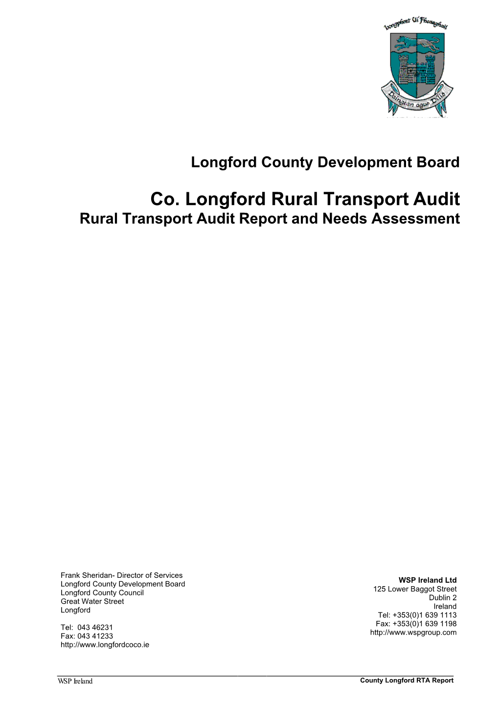 Co. Longford Rural Transport Audit Rural Transport Audit Report and Needs Assessment