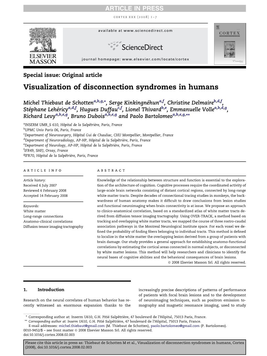 Visualization of Disconnection Syndromes in Humans