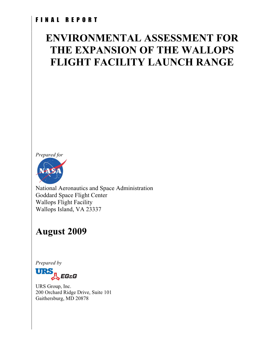 Environmental Assessment for the Expansion of the Wallops Flight Facility Launch Range