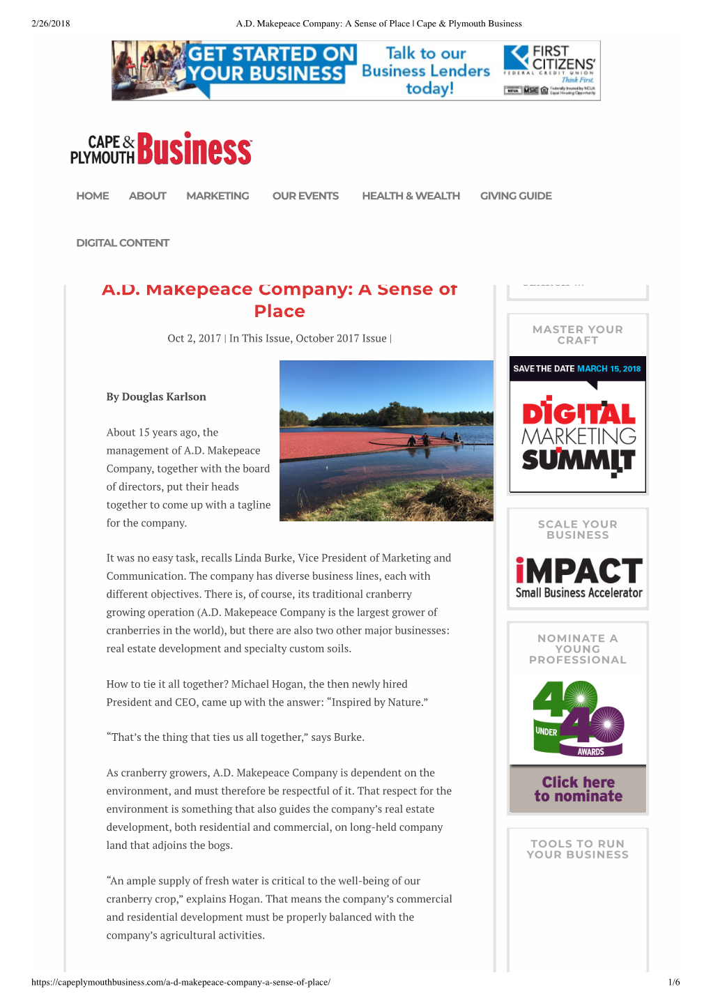 A.D. Makepeace Company: a Sense of Place | Cape & Plymouth Business