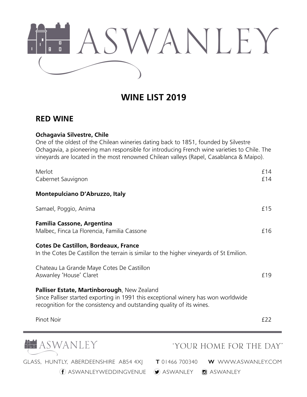 Wine List 2019