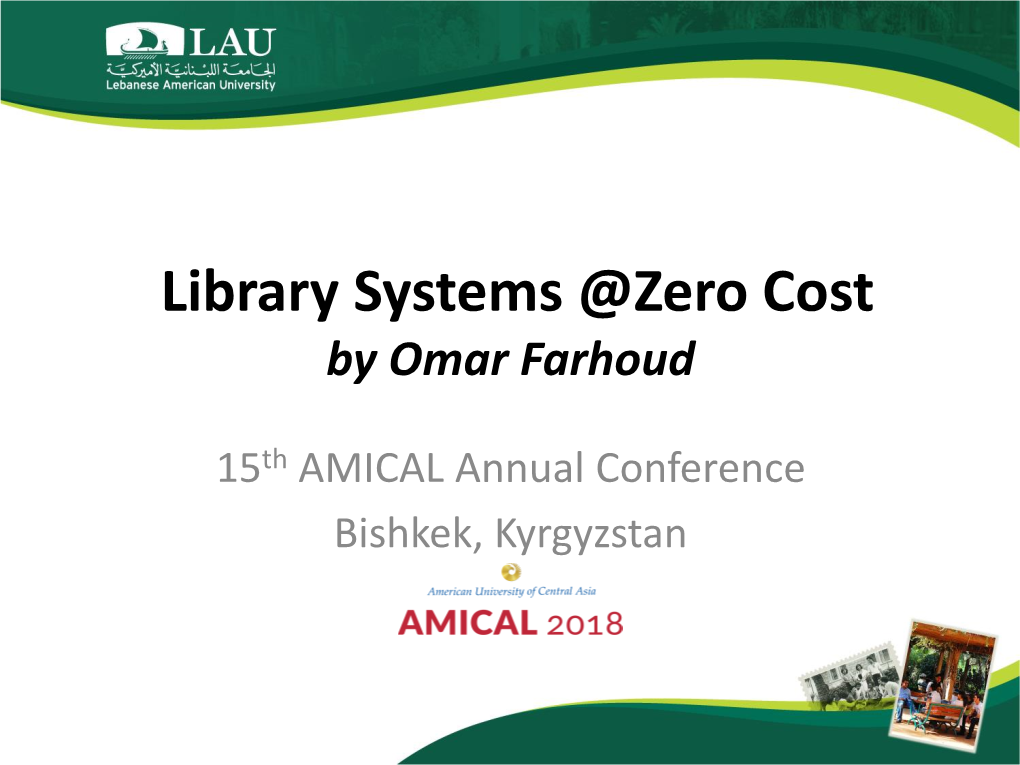 Library Systems @Zero Cost by Omar Farhoud