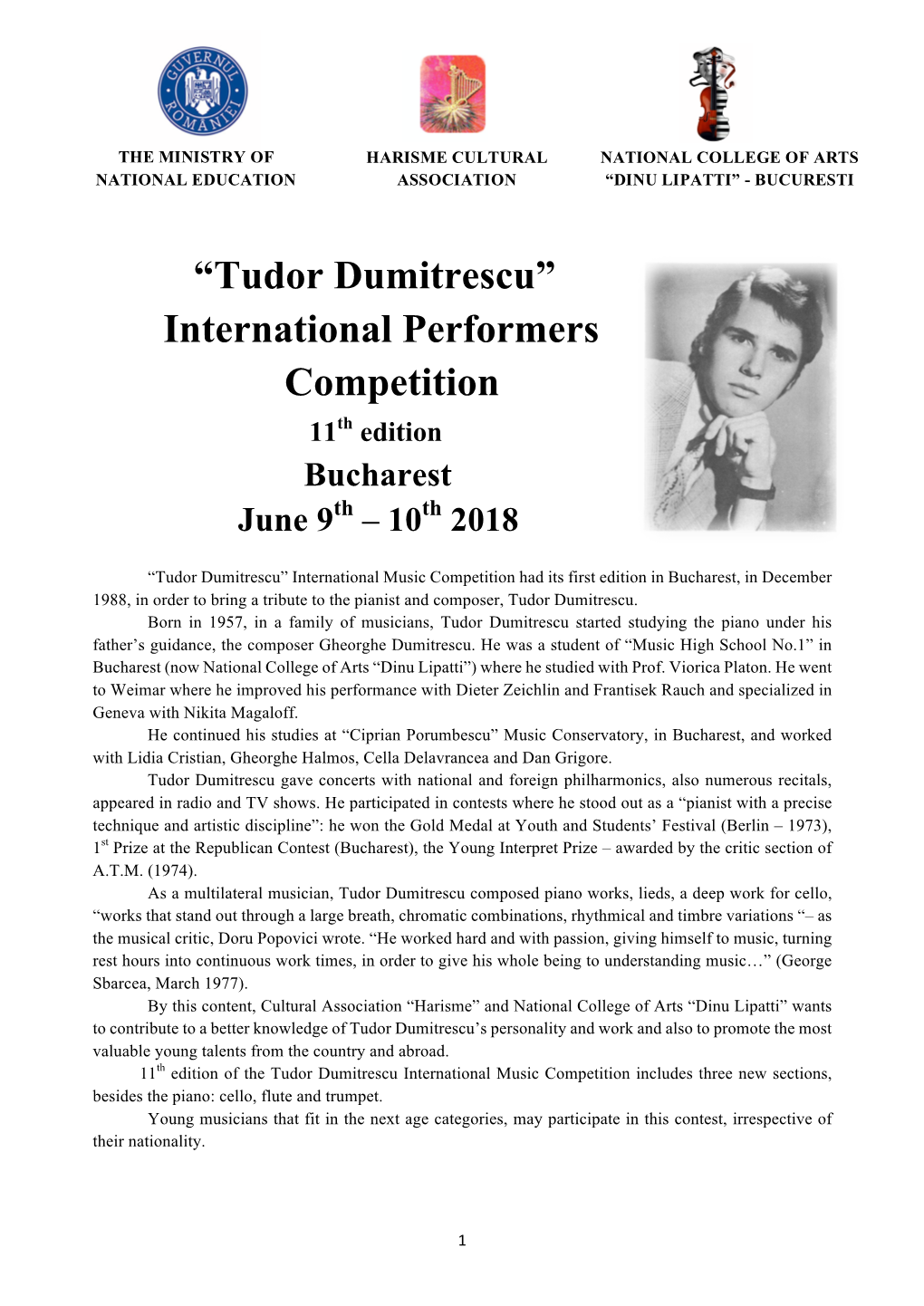 Tudor Dumitrescu” International Performers Competition