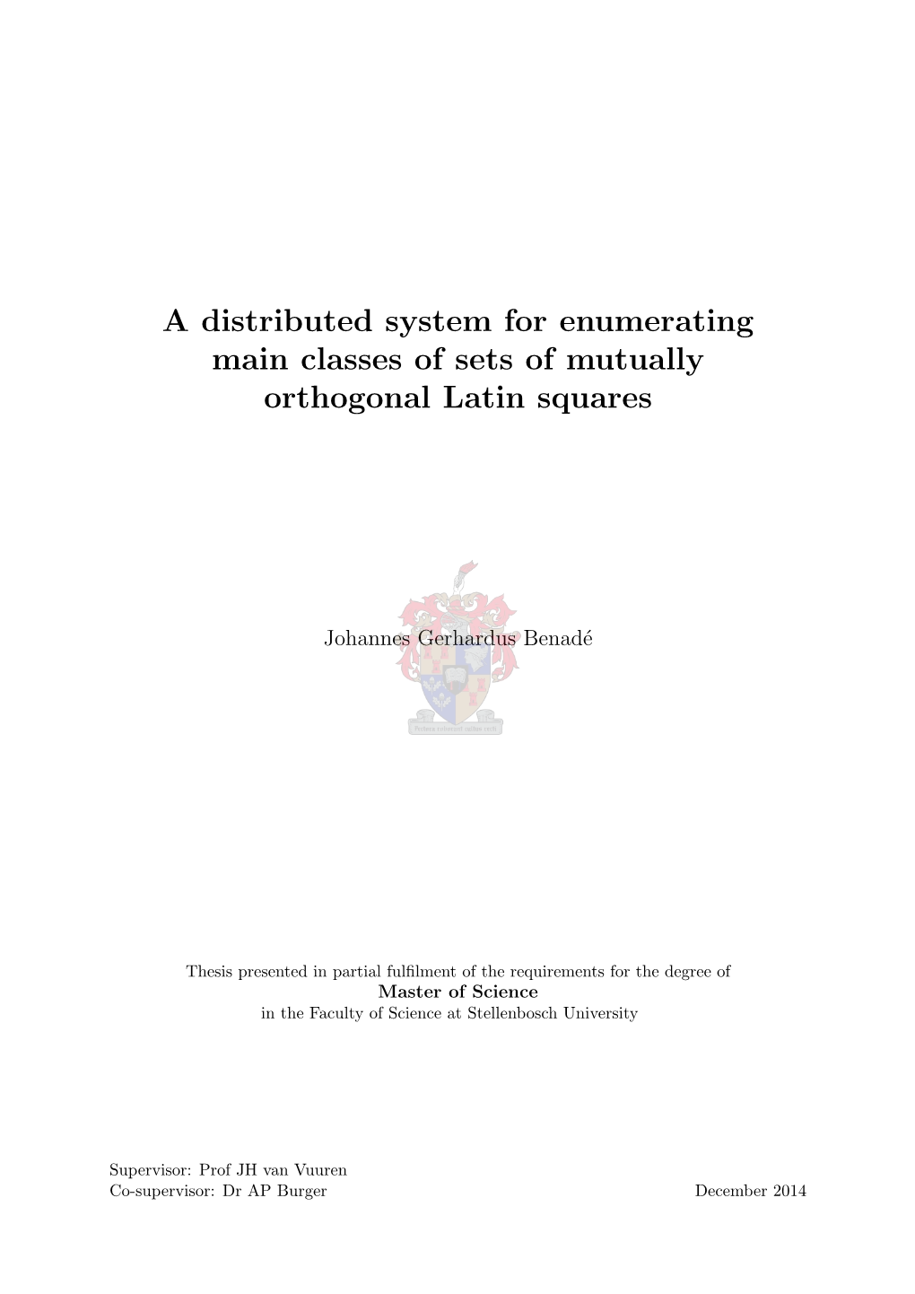 A Distributed System for Enumerating Main Classes of Sets of Mutually Orthogonal Latin Squares