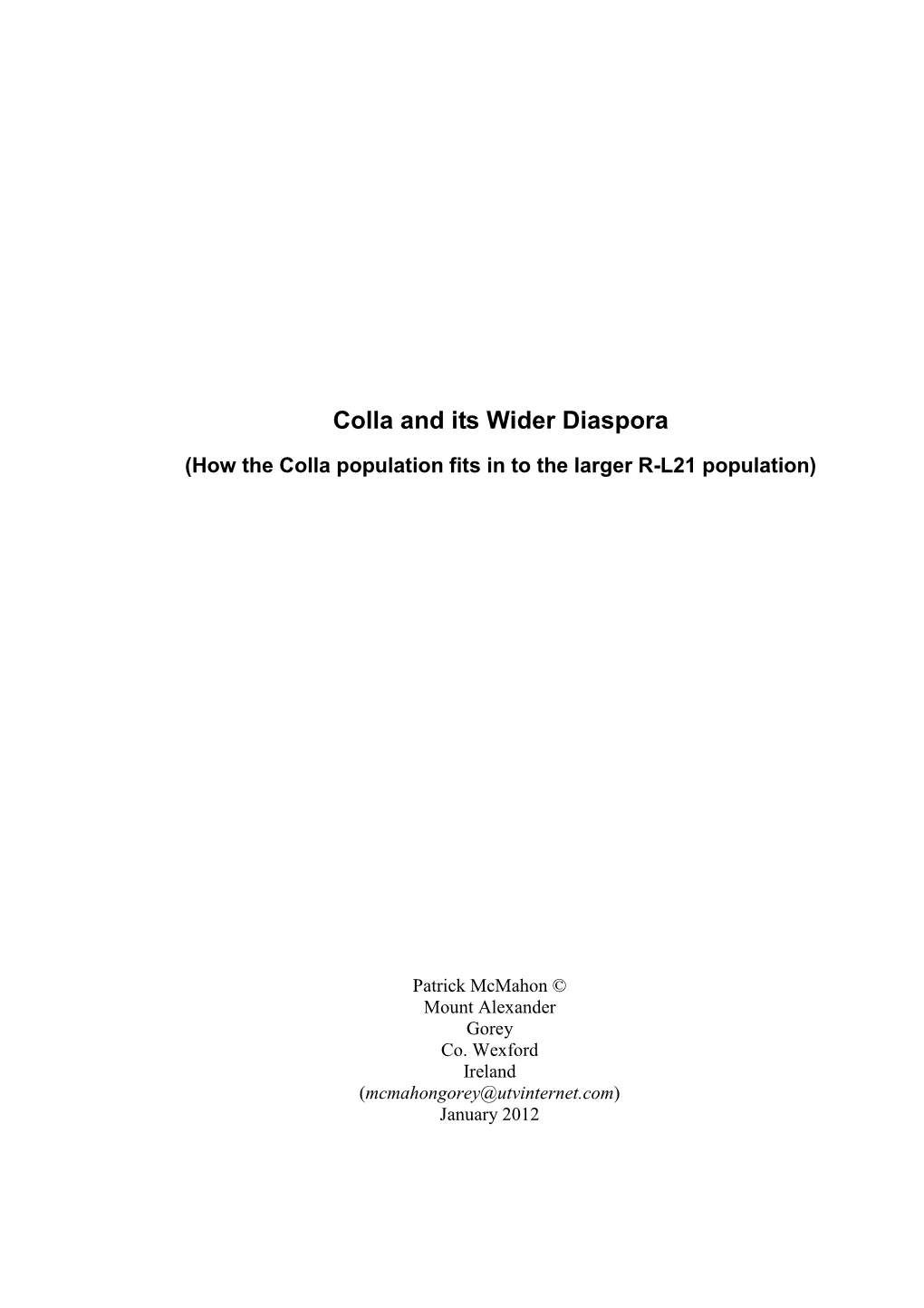 Colla and Its Wider Diaspora