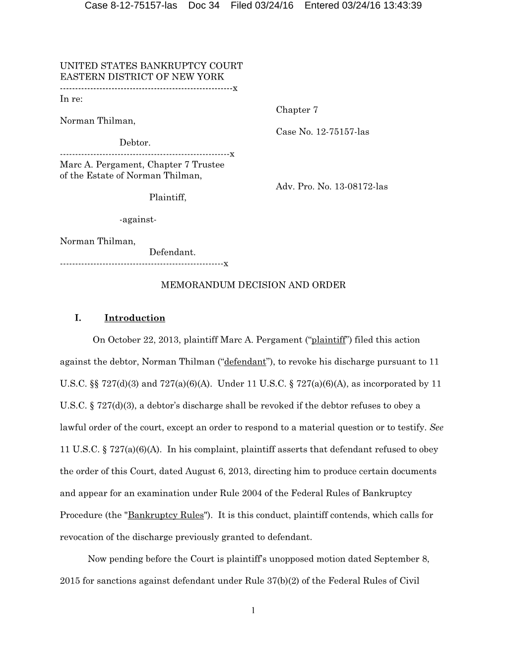 Case 8-12-75157-Las Doc 34 Filed 03/24/16 Entered 03/24/16 13:43:39