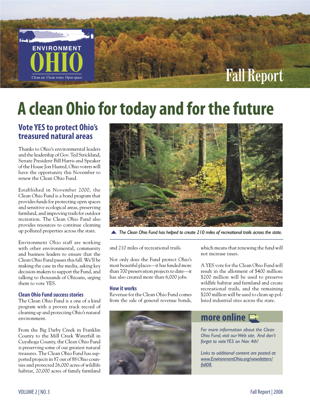 A Clean Ohio for Today and for the Future Vote YES to Protect Ohio’S Treasured Natural Areas
