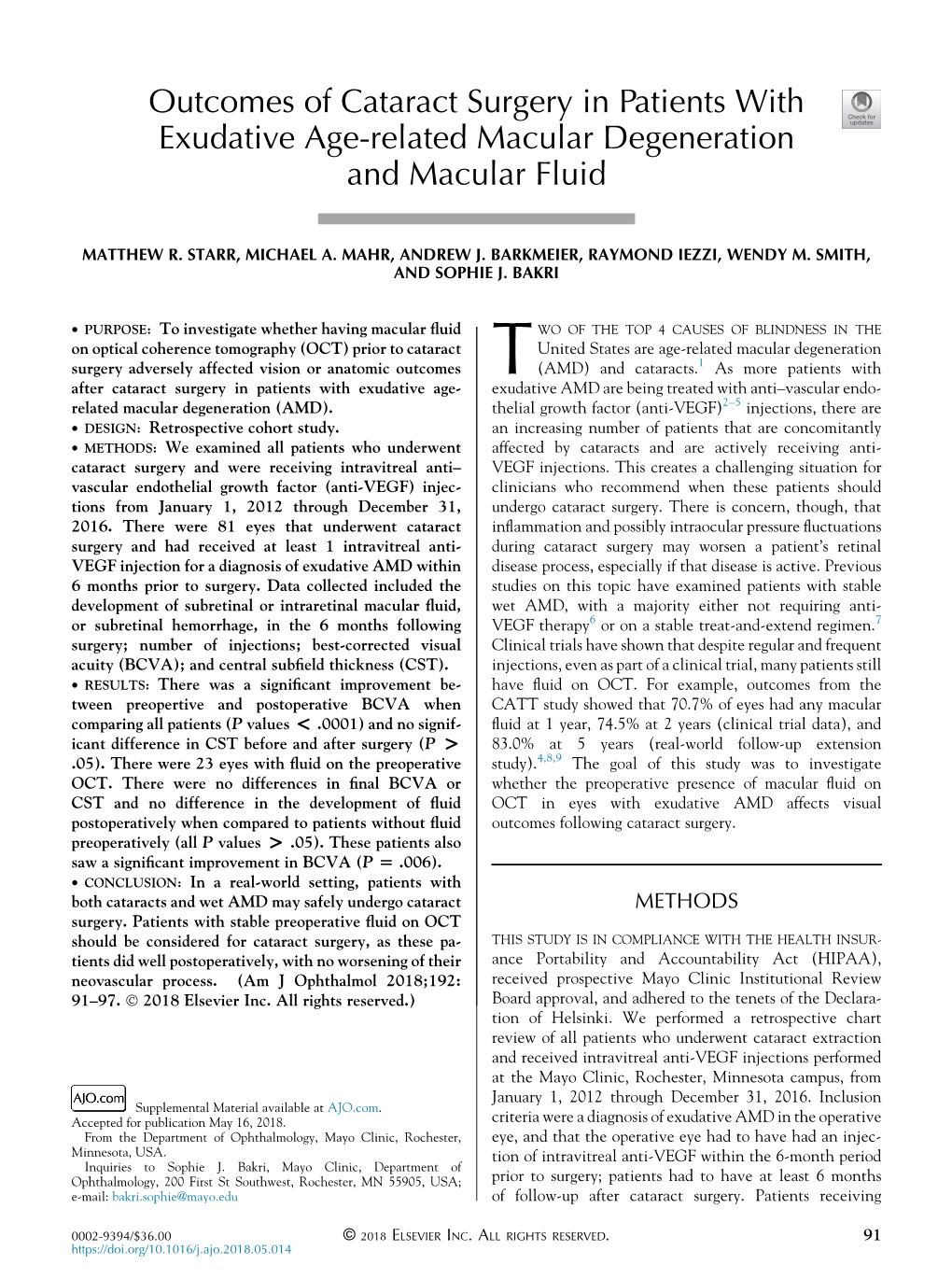 Outcomes of Cataract Surgery in Patients with Exudative Age-Related Macular Degeneration and Macular Fluid