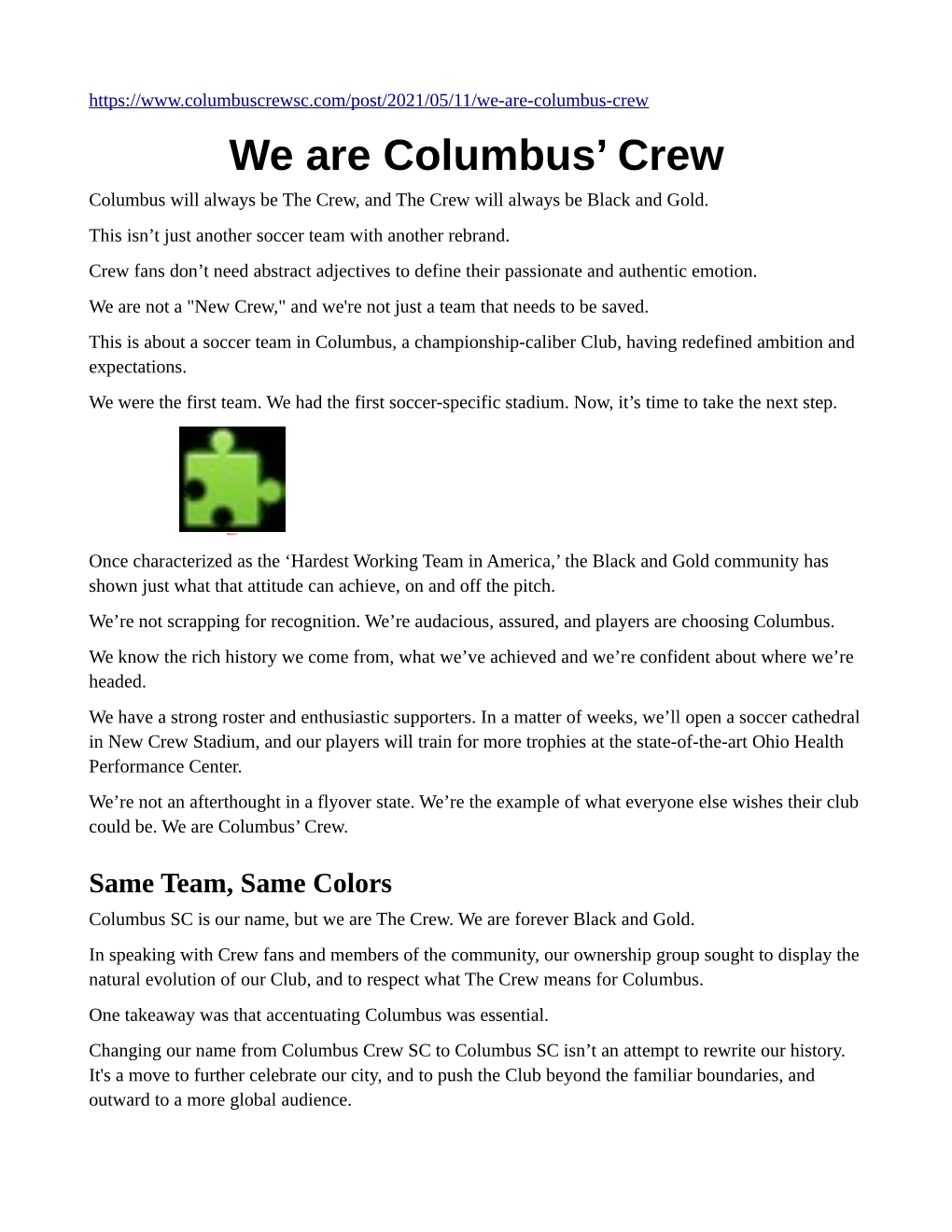 We Are Columbus' Crew