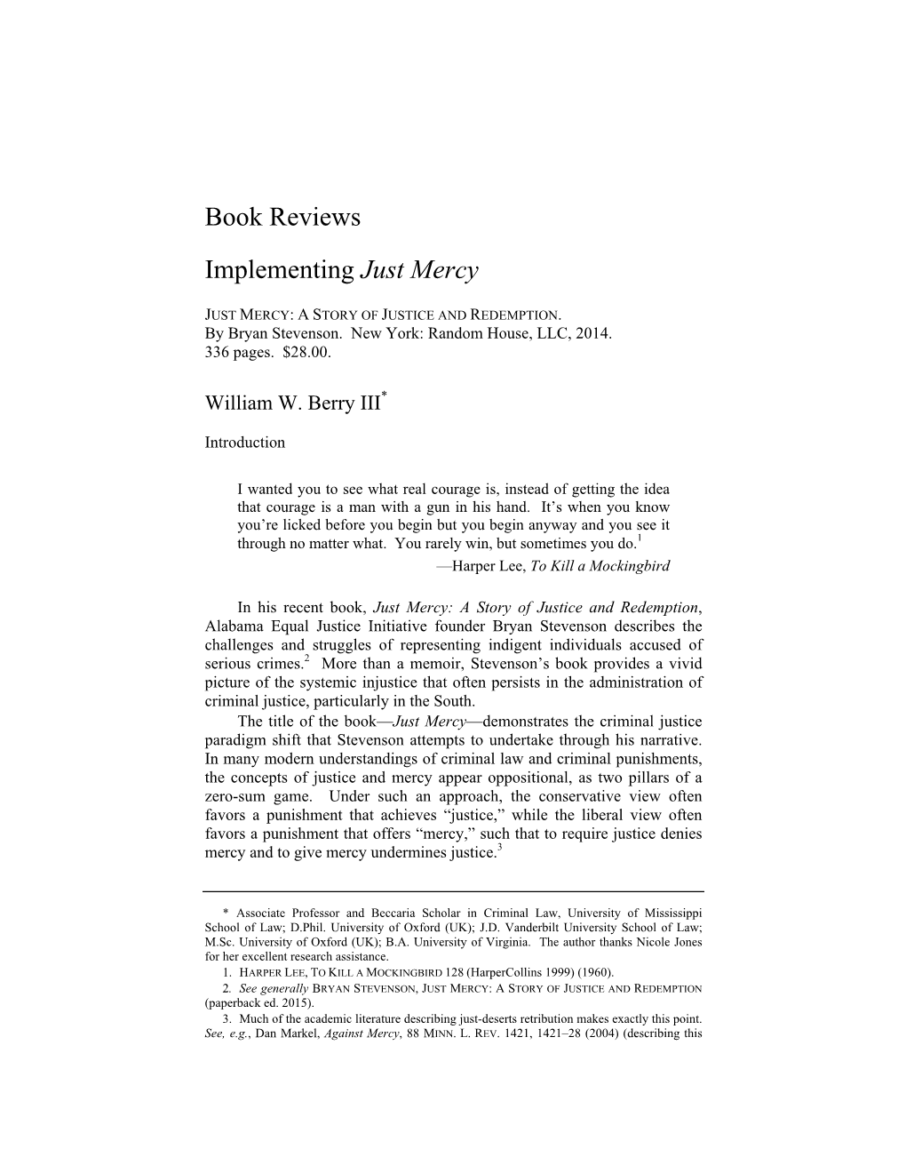 Book Reviews Implementing Just Mercy