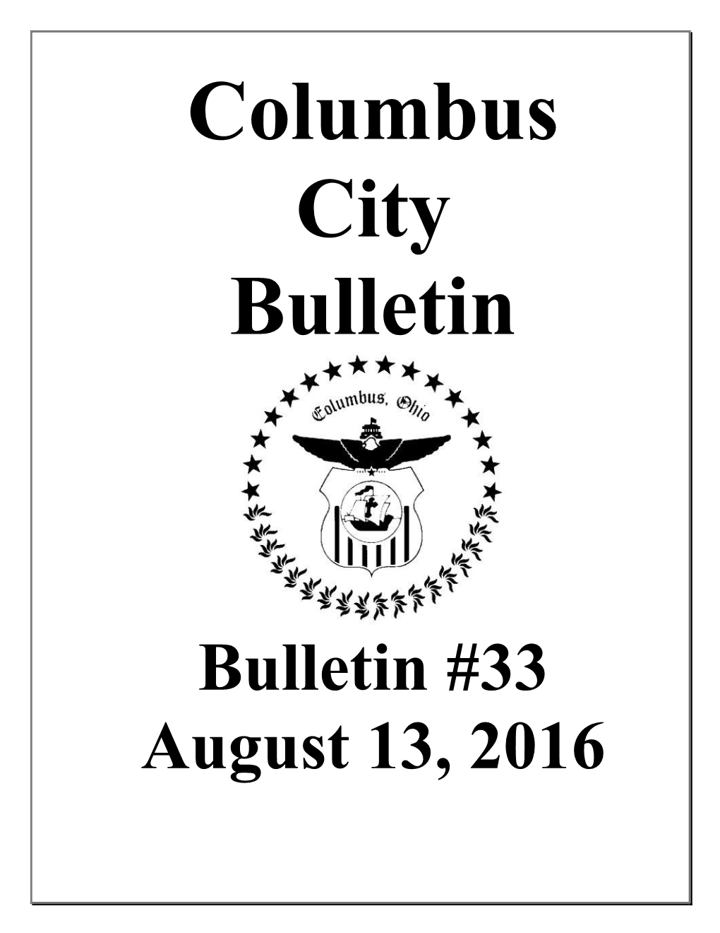 Bulletin #33 August 13, 2016
