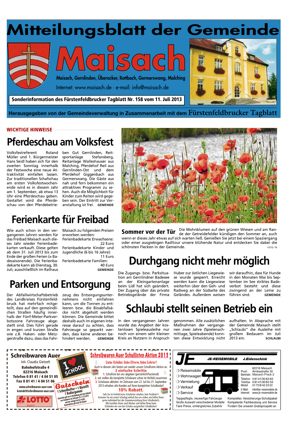 Mitteilungsblatt Der Gemeinde