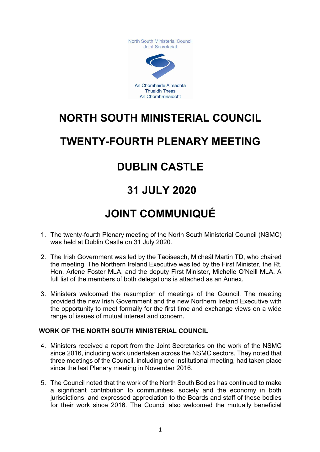 North South Ministerial Council Twenty-Fourth