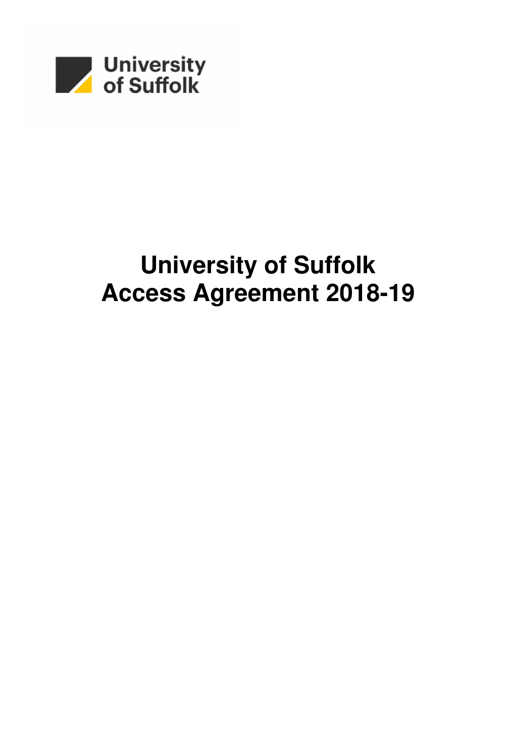 University of Suffolk Access Agreement 2018-19