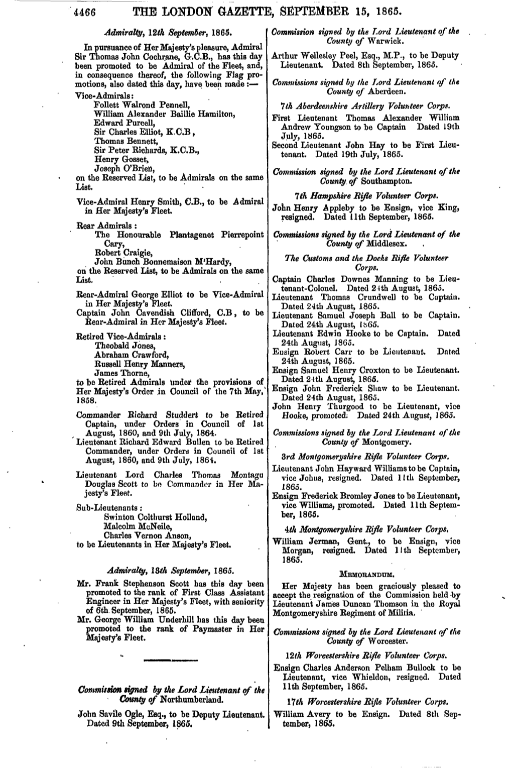 The London Gazette, September 15, 1865