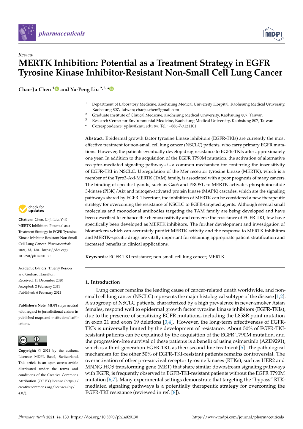 MERTK Inhibition: Potential As a Treatment Strategy in EGFR Tyrosine Kinase Inhibitor-Resistant Non-Small Cell Lung Cancer