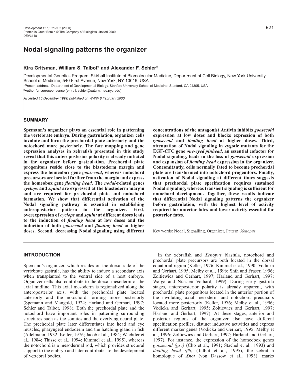 Nodal Signaling Patterns the Organizer