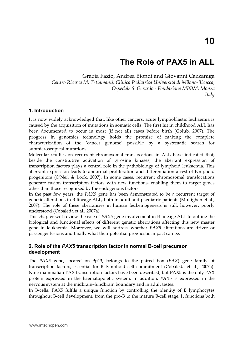 The Role of PAX5 in ALL