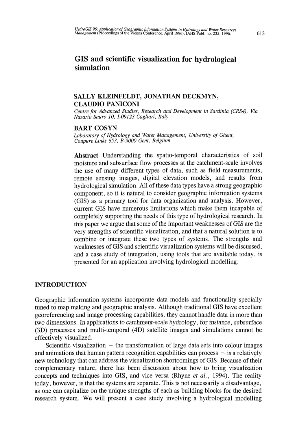 GIS and Scientific Visualization for Hydrological Simulation