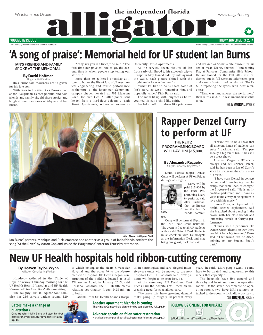 Memorial Held for UF Student Ian Burns New UF Health Hospitals