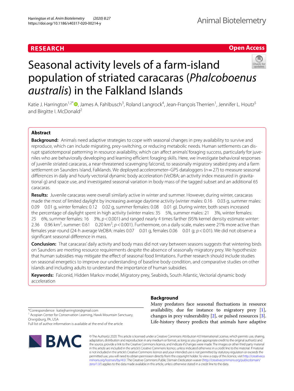 Seasonal Activity Levels of a Farm-Island Population of Striated