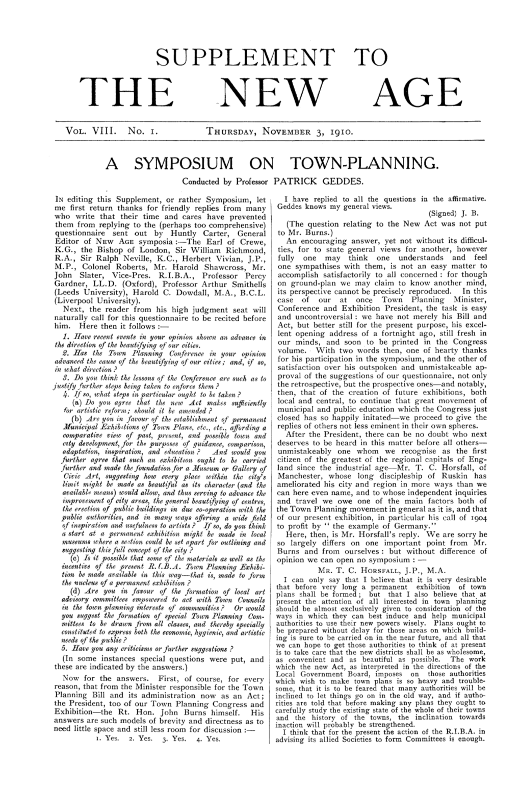 New Age, Vol. 8, No.1 Supplement, Nov. 3 1910