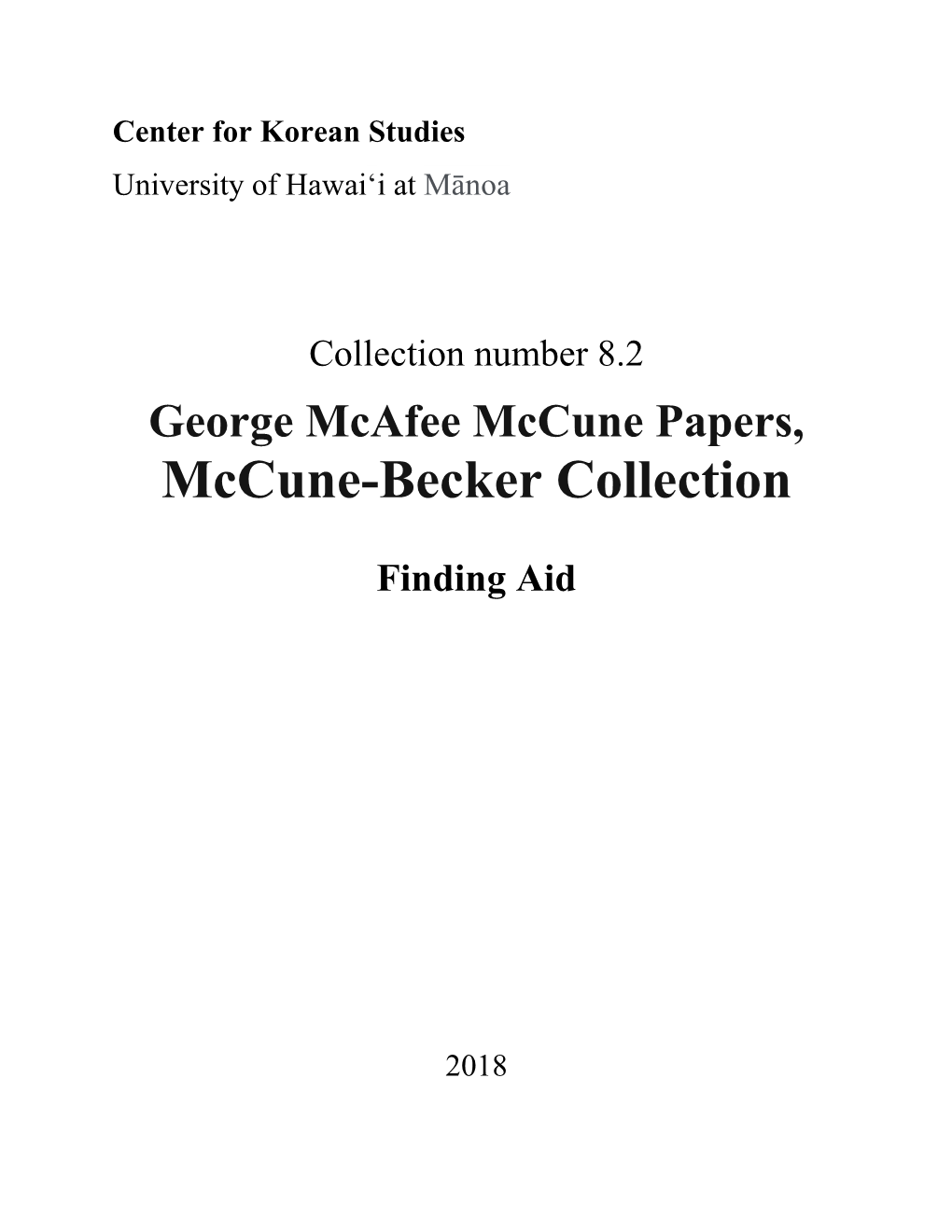 George Mcafee Mccune Paper Finding Aid Part 1 09012020
