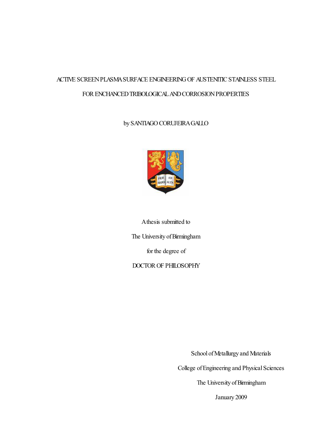 Active Screen Plasma Surface Engineering of Austenitic Stainless Steel