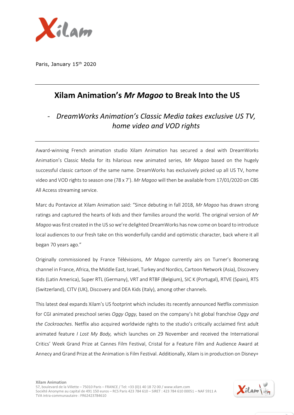 Xilam Animation's Mr Magoo to Break Into the US
