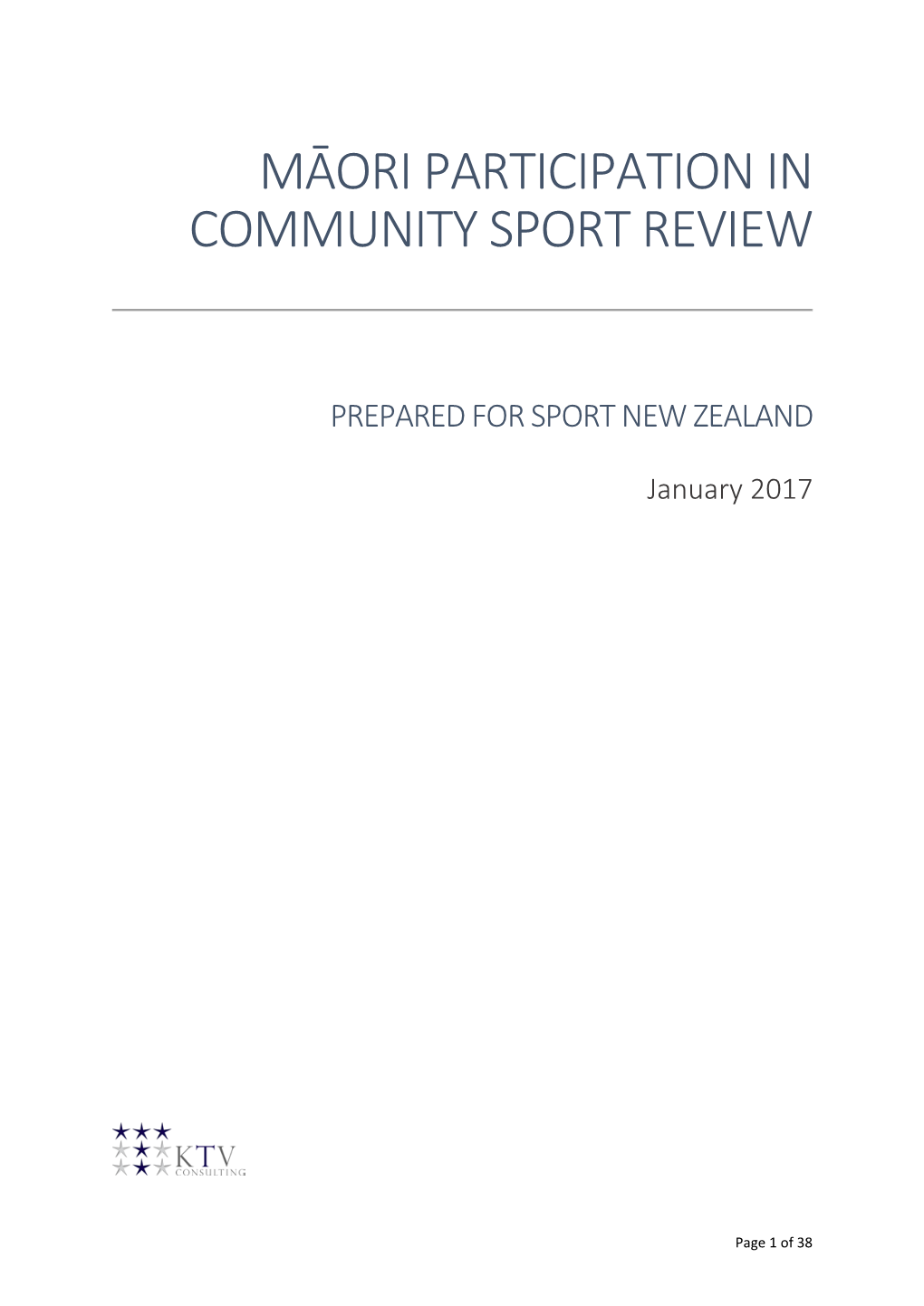 Māori Participation in Community Sport Review