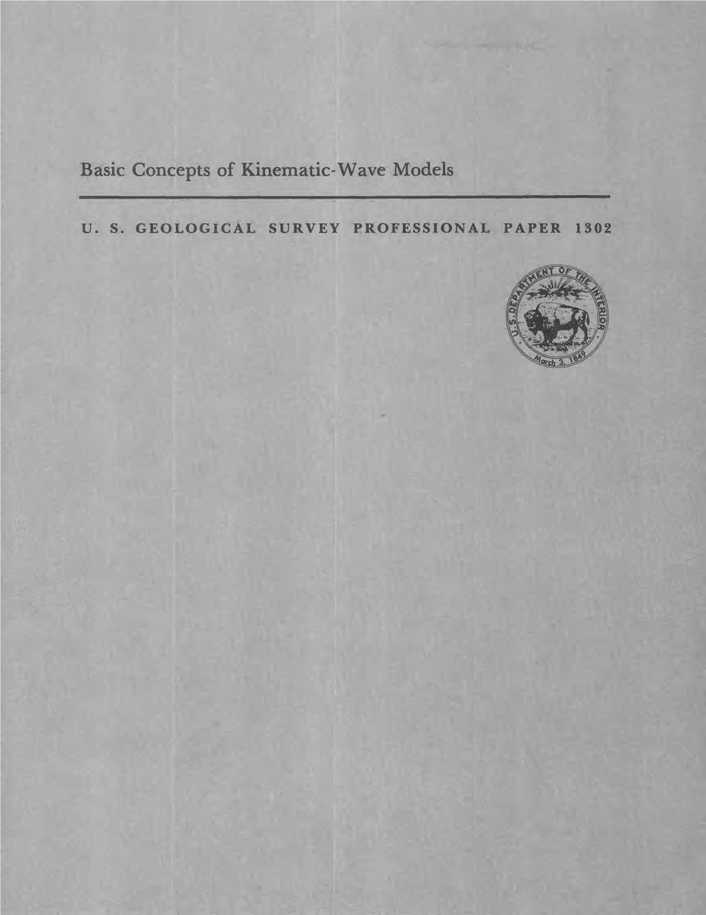 Basic Concepts of Kinematic-Wave Models