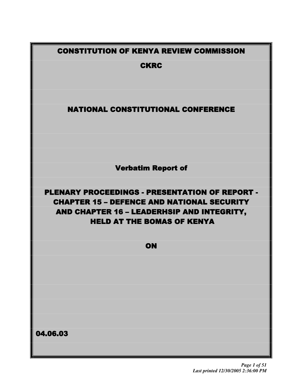 Constitution of Kenya Review Commission Constitution Of