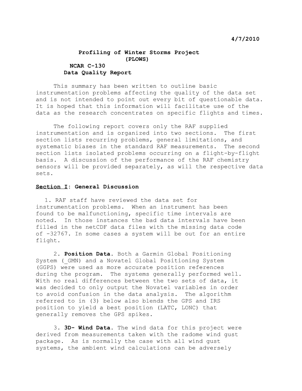 Profiling of Winter Storms Project