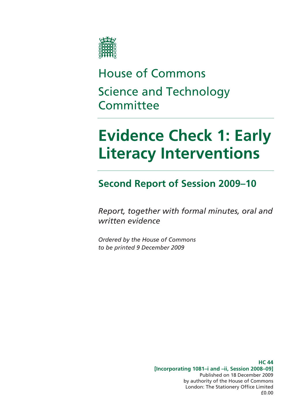 Early Literacy Interventions