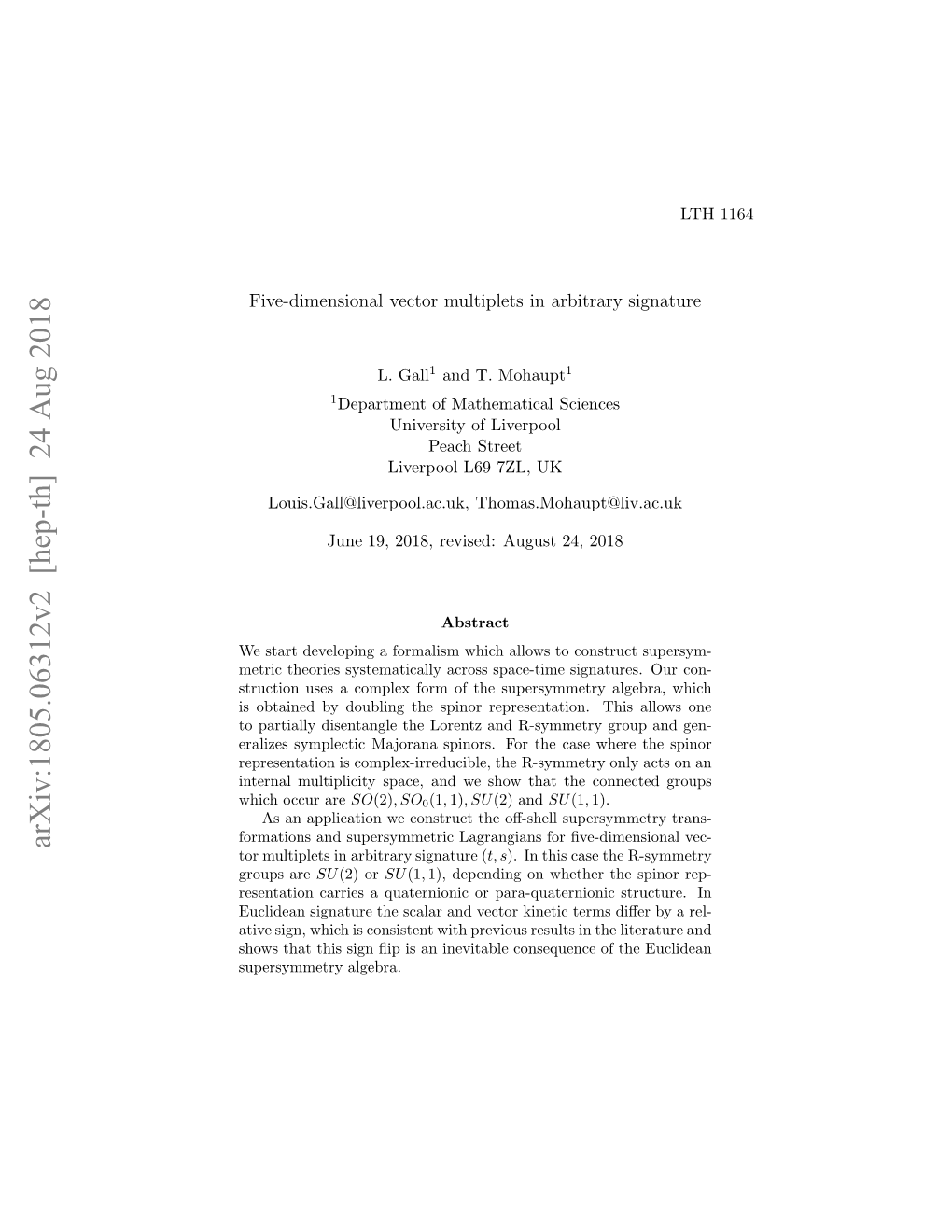 Arxiv:1805.06312V2 [Hep-Th] 24 Aug 2018 Hw Htti Inﬂpi Nieial Osqec Fteeuclidean the of Consequence Inevitable an Is Algebra